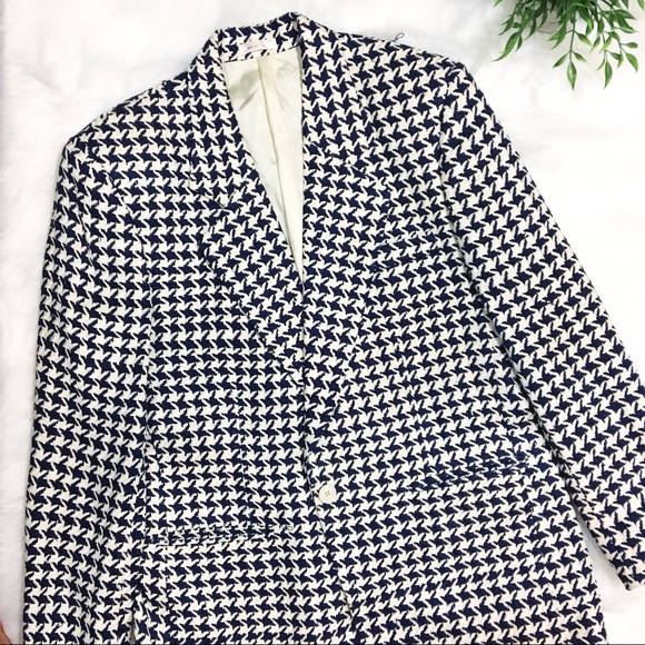 Jackets & Blazers - Women's Navy and White Houndstooth Blazer